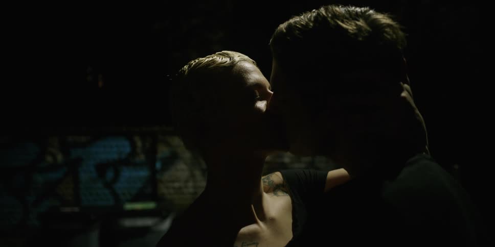 A man and woman kissing