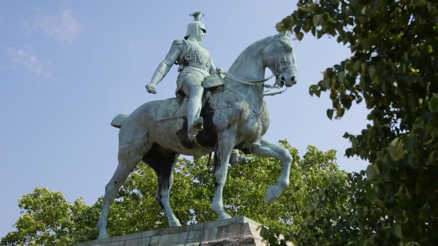 Large statue of roman soldier on horseback
