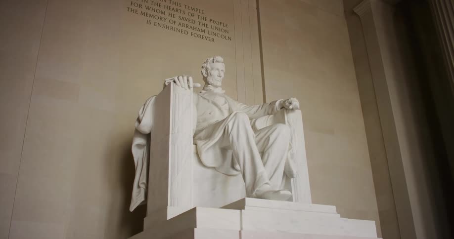 The long legged seated figure of the lincoln memorial