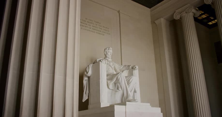 Statue of abraham lincoln inside the lincoln memorial on the national mall