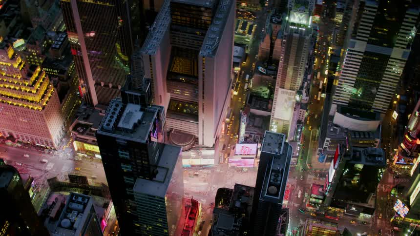 Broadway road in the us state of new york at night