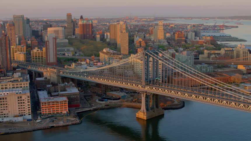 Aerial view of the manhattan bridge in new york city