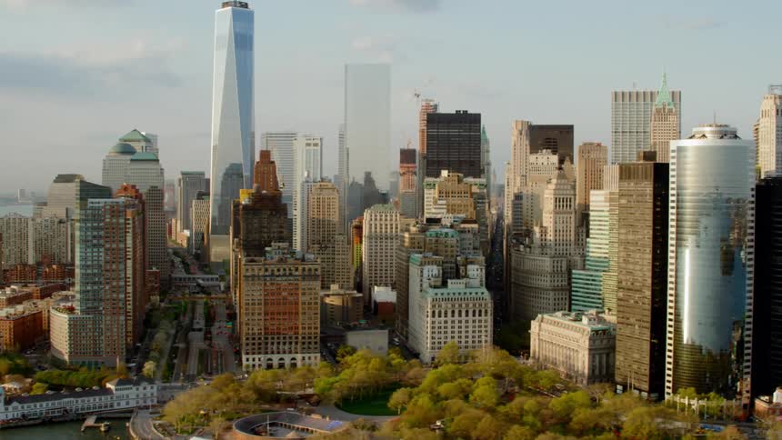 New york city skyline drone footage