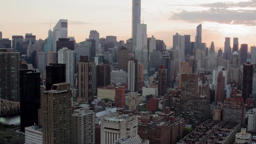 A city skyline with buildings and skyscrapers