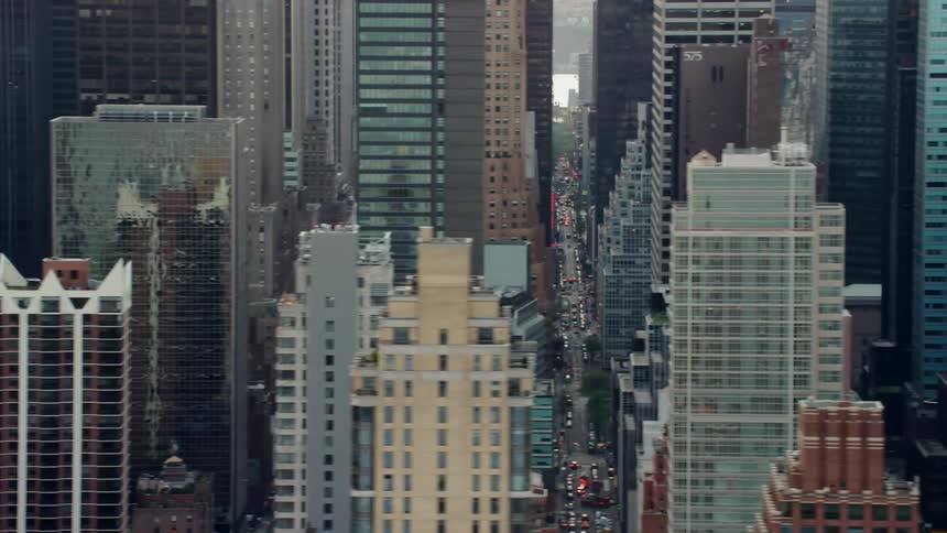 Aerial view of the streets of new york city