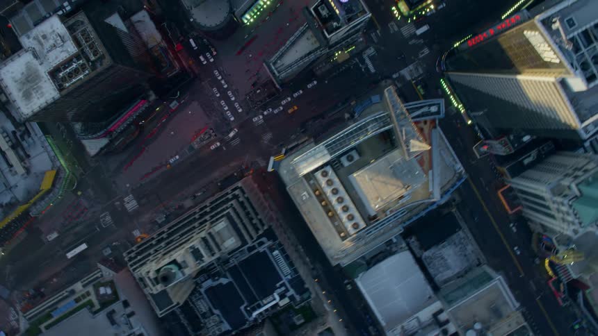 The rooftops and streets of a city