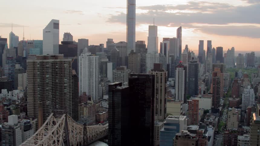 Skyscrapers dot the horizon in a large urban area