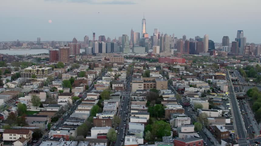 A city skyline with buildings roads and skyscrapers