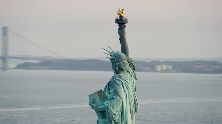 The statue of liberty on liberty island in new york harbor