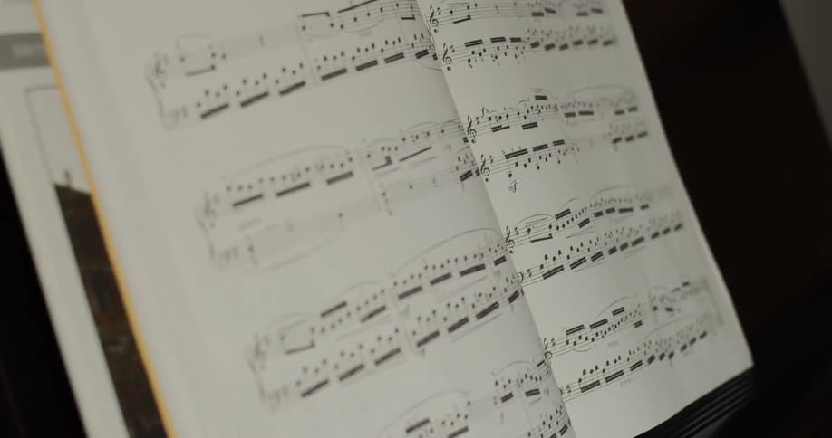 A book with sheet music in it