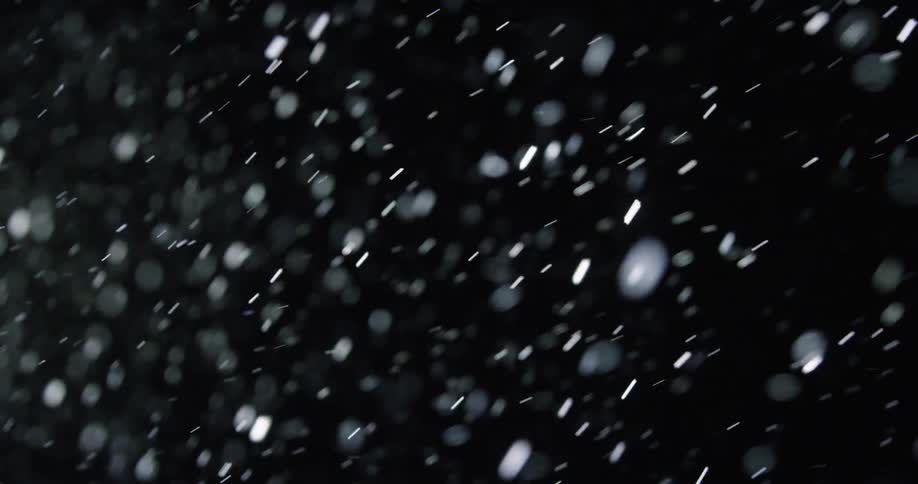 Snow falling at night