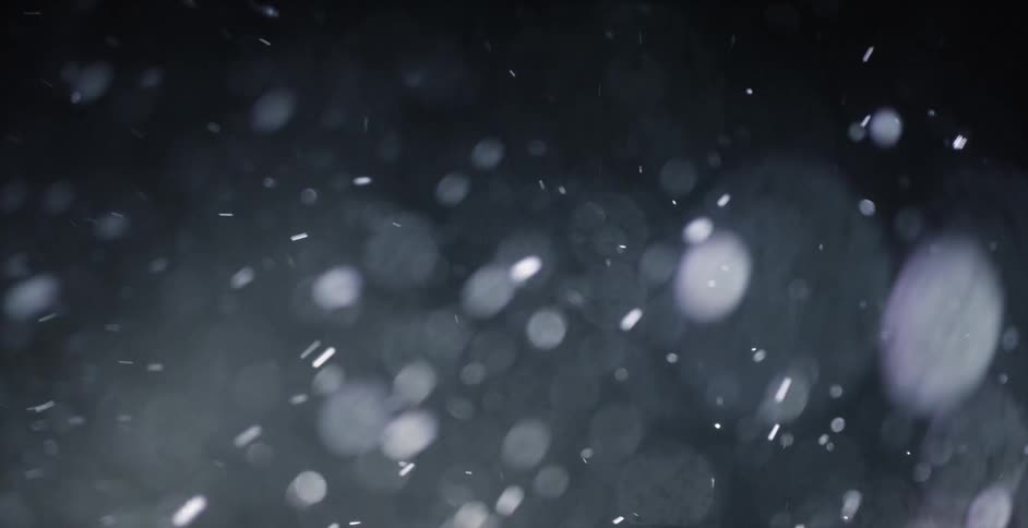 Snowflakes falling at night