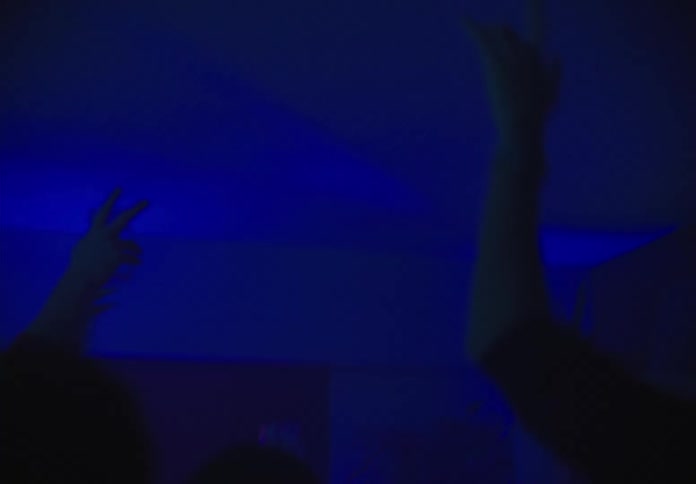 A group of people are dancing in a venue