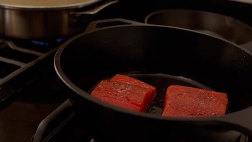 The person cooks the food