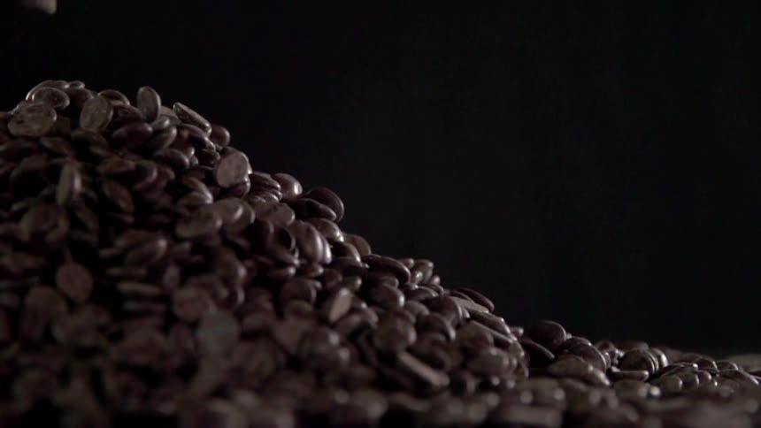 A pile of chocolate chips for a photo shoot