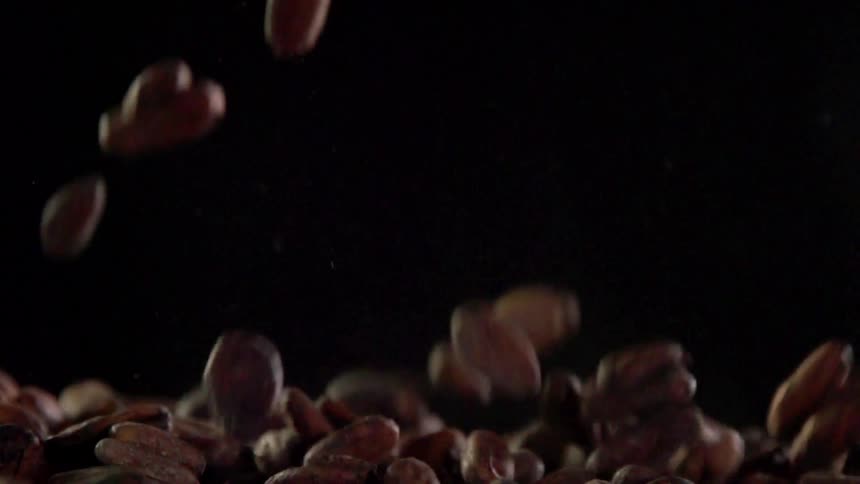 Nuts falling in a studio for a photo shoot