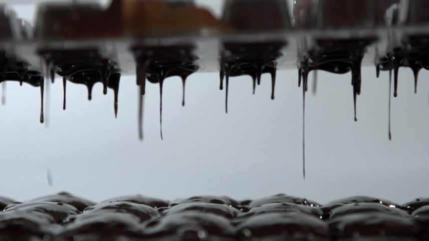 Chocolate drips from plastic molds
