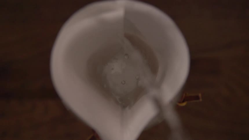 The filter soaks in the water