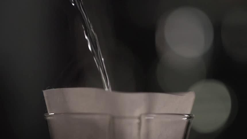 Water being poured in to a coffee filter
