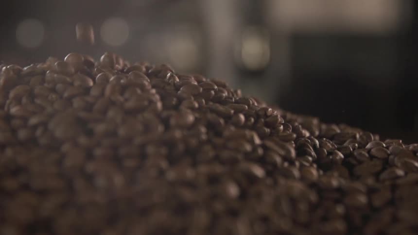 A pile of coffee beans in a studio