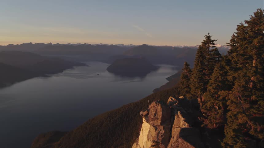 Reveal of British Columbia's Howe Sound over St. Mark's Summit