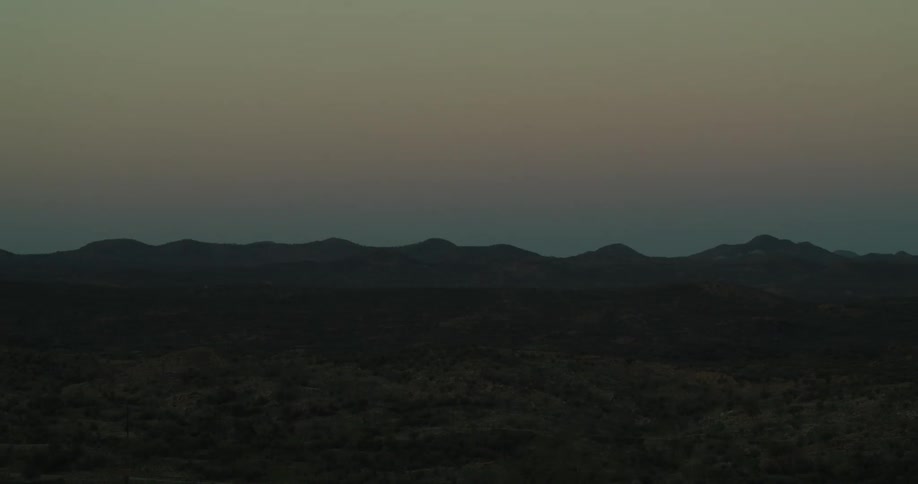 A mountain range fills the horizon