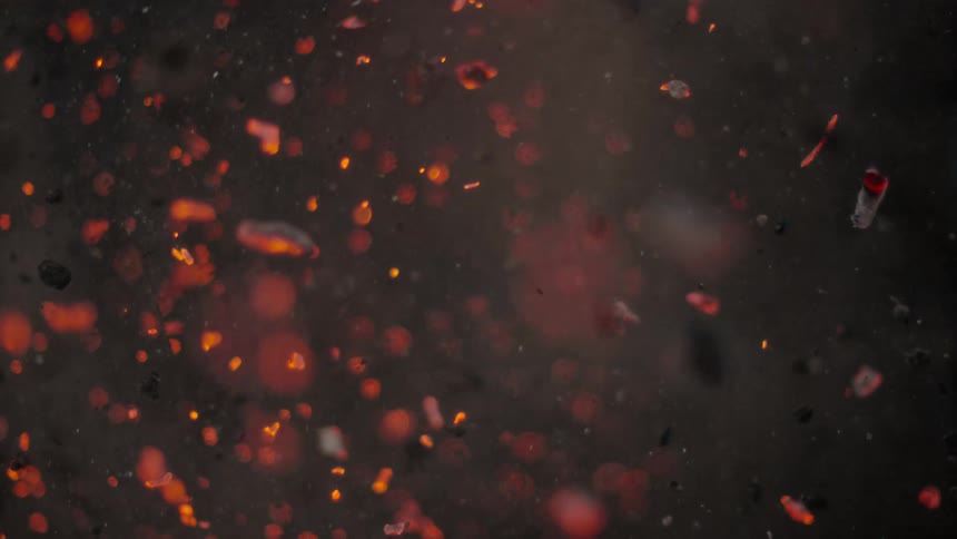 Ash and debris is displayed