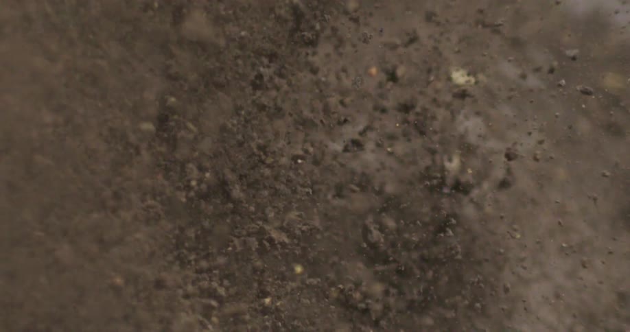 Dirt is kicked up from a mountain bike tire