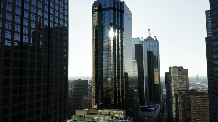Aerial view of downtown city with skyscrapers