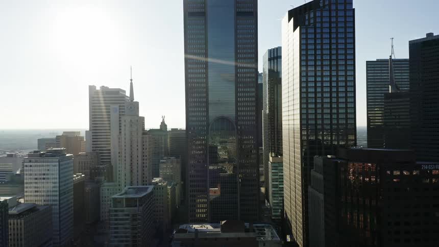 A view of a downtown city is displayed