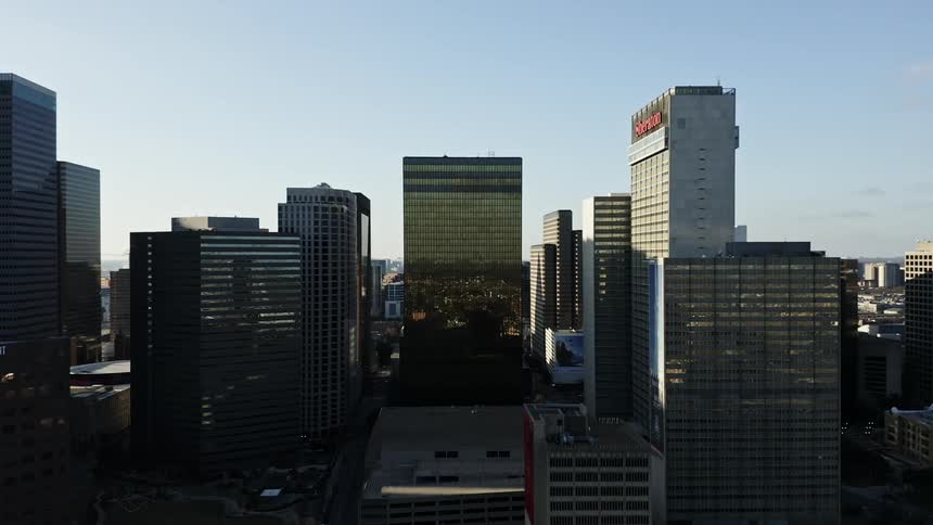 High rise buildings make up a citys downtown core