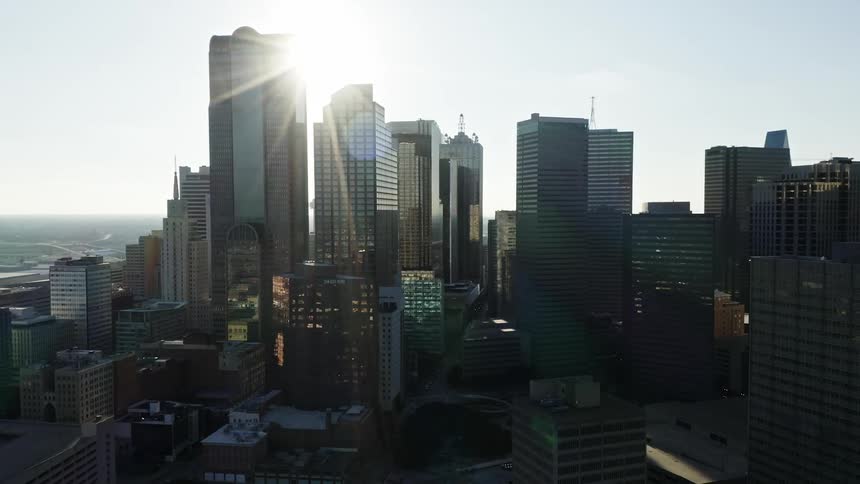 Aerial footage of downtown dallas texas