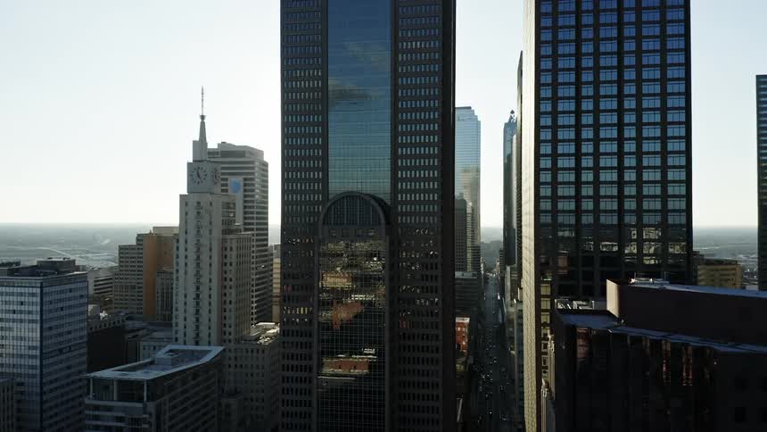 Aerial view of city of dallas downtown at day
