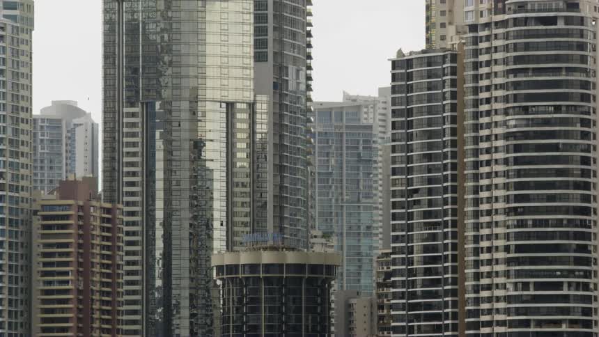 Tall skyscrapers in a metropolis during the day