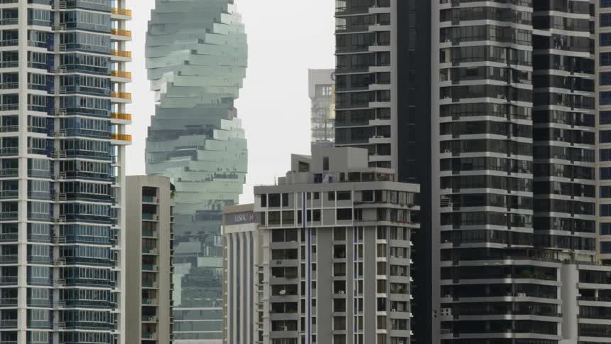 Skyscrapers in a metropolis on a cloudy day