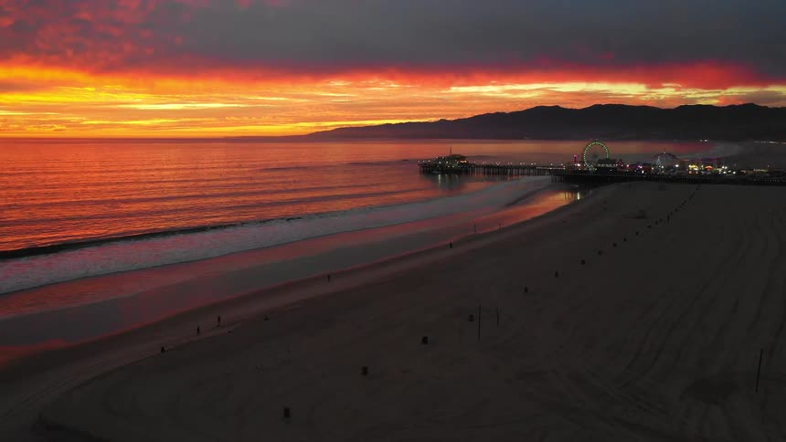 Santa Monica pier at sunset