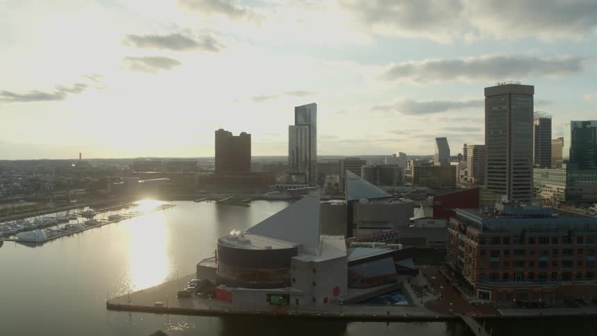 A waterfront in a metropolis during the day