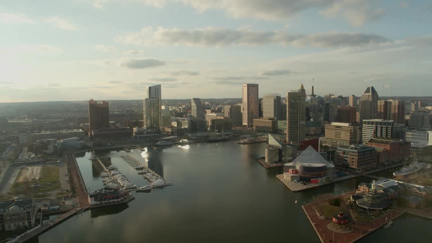 City skyline and harbor
