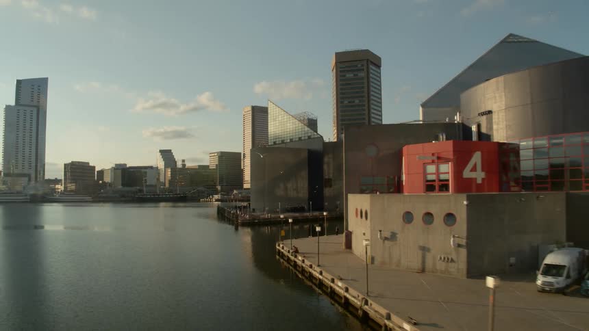 Buildings on the waterfront of a metropolis