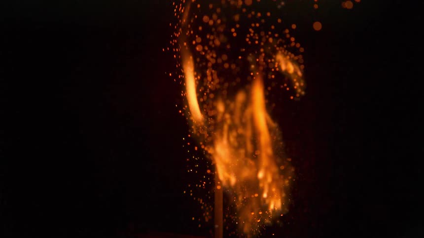 A fire burning outside