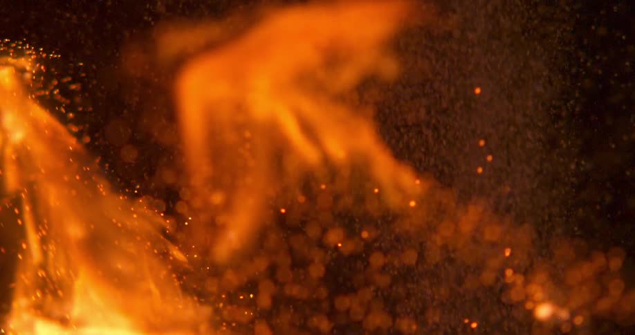 The lava bursts into flame