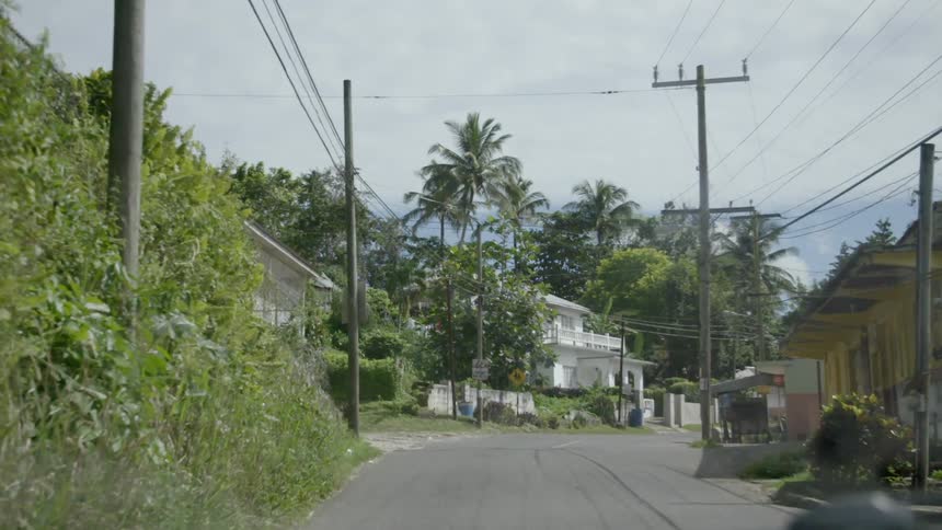 A road runs through a neighborhood