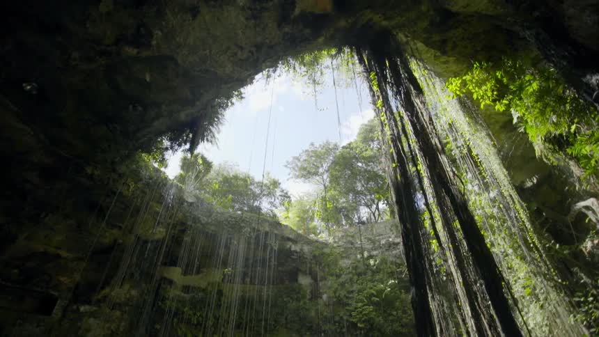 The water slowly drips into the cave