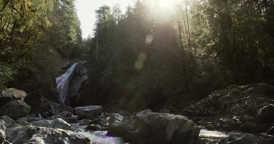 The stream runs down off the hill
