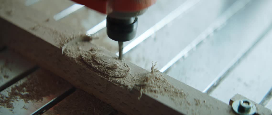 A drill on a piece of wood