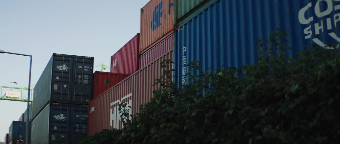 Shipping containers stacked on top of each other
