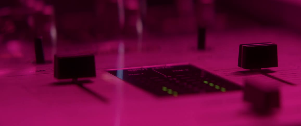 Close view of equalizer on sound mixing equipment