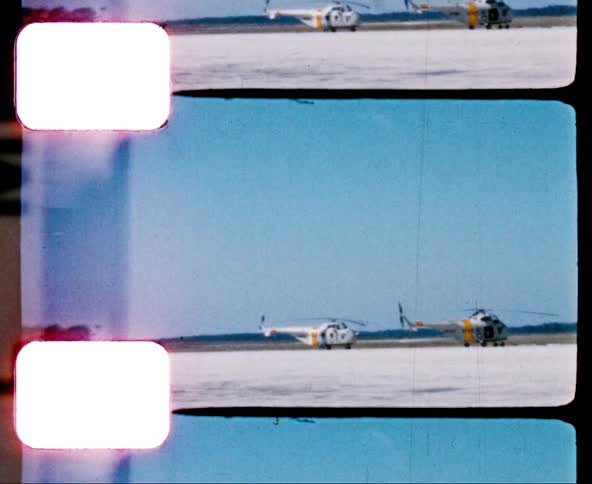 Vintage footage of airplane about to take off from runway