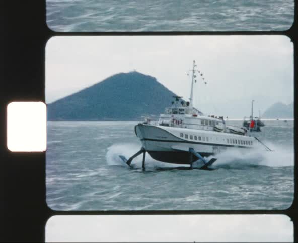 The boat moves through the water
