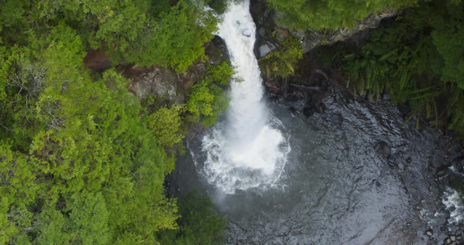 Aerial view of large waterfall